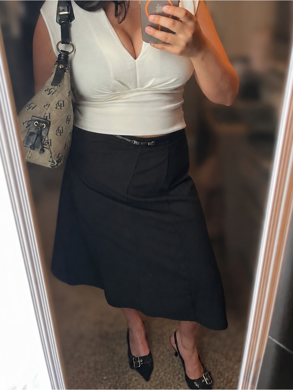 East 5th Black A-Line Midi Skirt - Picture 1 of 7